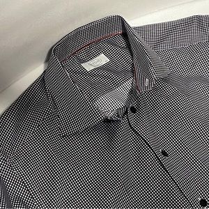 Eton Contemporary Fit White Black Gingham Dress Shirt 42/16.5